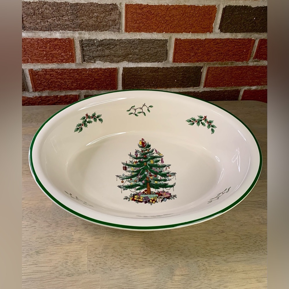 SPODE 'CHRISTMAS TREE' LARGE OVAL BAKER - OVEN TO TABLE -ENGLAND